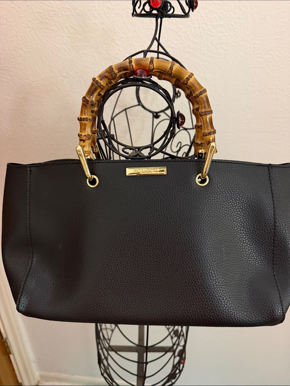 👛👛👛BOGOHO👛👛👛Katie Loxton Black Tote Bag with Bamboo Handles